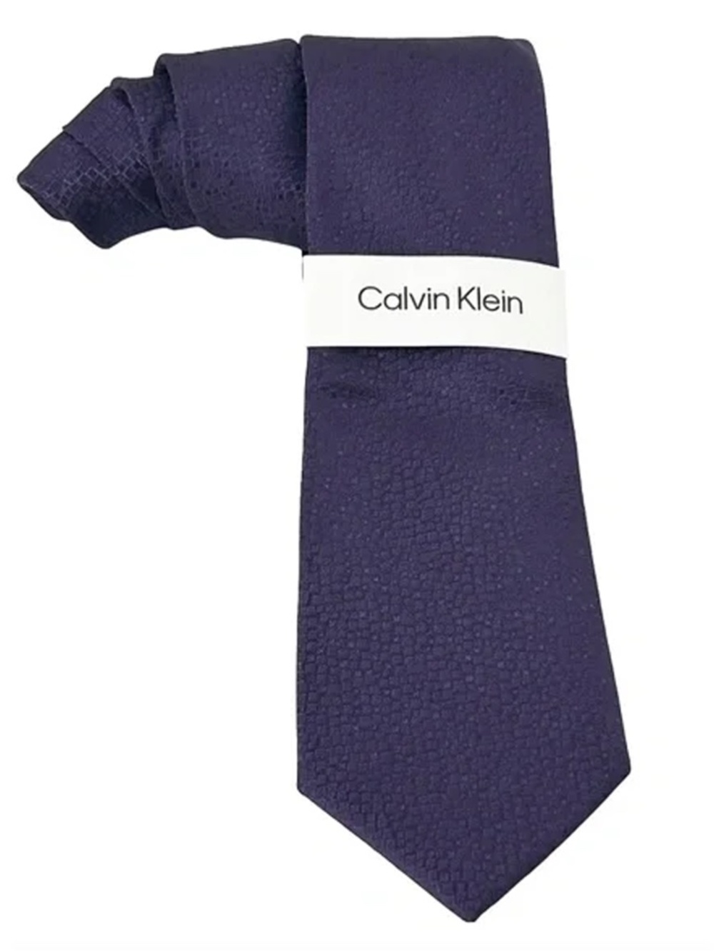Calvin Klein Silk Blend Necktie Tie Geometric Textured Eggplant